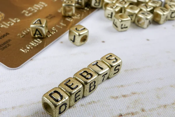 Слово Debt Игры Кости Концепция Бизнеса — стоковое фото