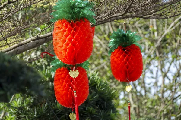 Linternas Chinas Jardín Durante Festival Año Nuevo — Foto de Stock