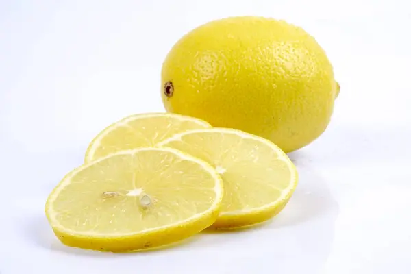Свежие Спелые Лимоны Изолированный Белом Фоне Вид Сверху — стоковое фото