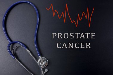 Elektrokardiyogram EKG veya Ekg grafiği ve stetoskop tıbbi kavramsal kelimelerle