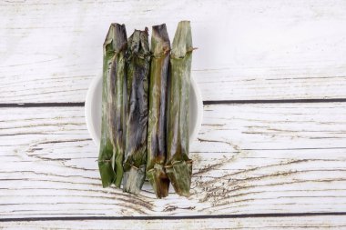 Pulut panggang veya ızgara yapışkan pirinç paket, Malay dili veya Nonya mutfağı Malezya en popüler