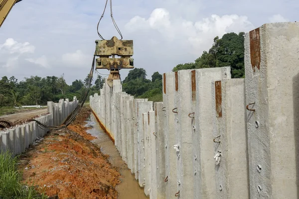 Piling Machine Works Bridge Pile Construction — Stock Photo, Image