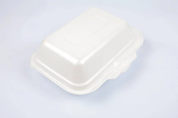 Egészségtelen polisztirol ebéd dobozok, vegye el étkezés elszigetelt fehér background. — Stock Fotó