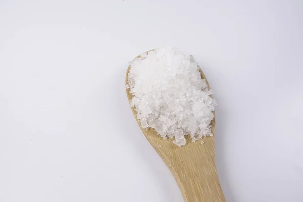 Sea Salt Wooden Spoon Also Called Bay Salt Solar Salt — Stock Photo, Image