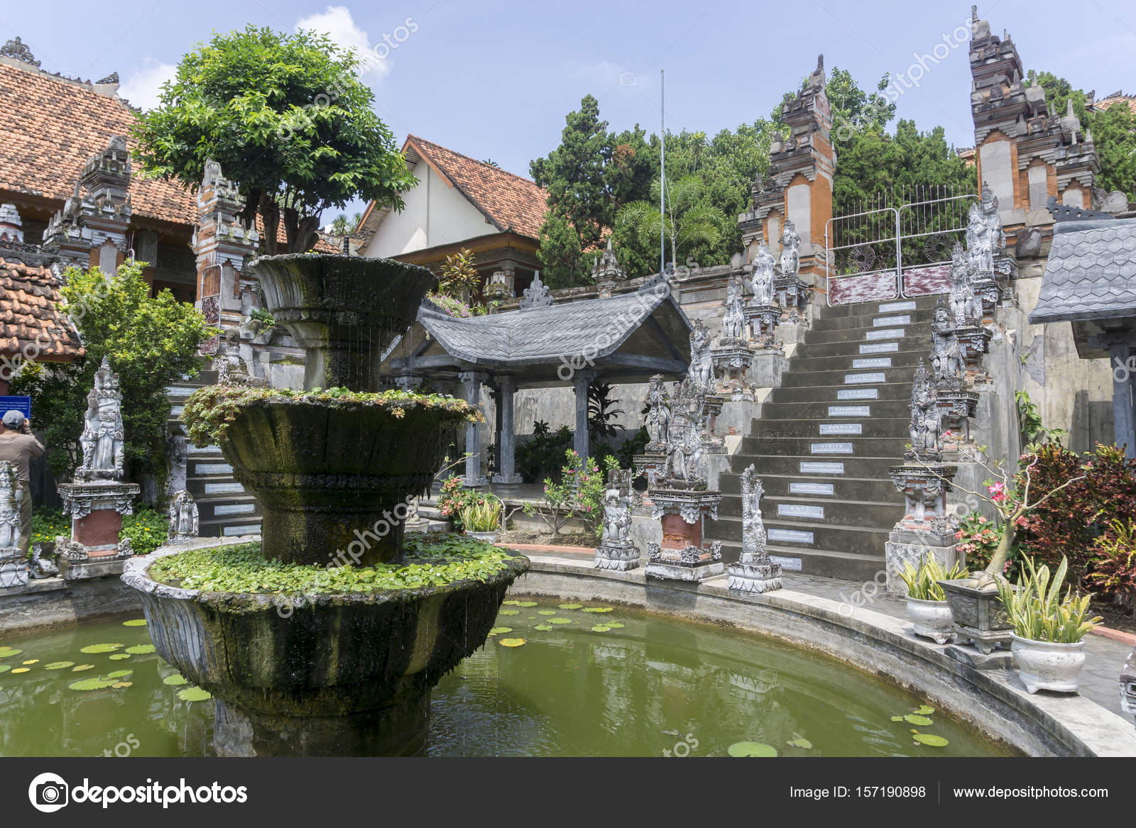 BALI, INDONESIA , CIRCA APRIL 2016. traditional temple Lempuyang on Agung mount background BALI, INDONESIA , CIRCA APRIL 2016. traditional temple Lempuyang on Agung mount background