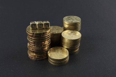 Sikke ve Gst kelime yığını. İş ve vergi kavramı.