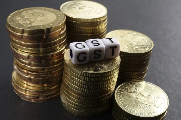 Sikke ve Gst kelime yığını. İş ve vergi kavramı.