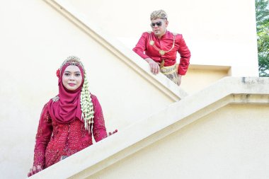 Geleneksel Cava düğün çift gelin ve damat Garden