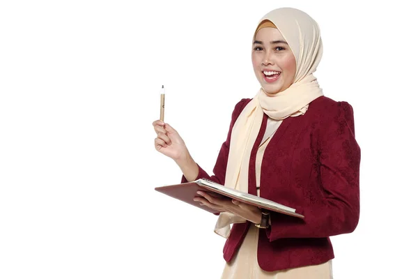 Asian Young Beautiful Executive Reading Book Face Expression — Stock Photo, Image