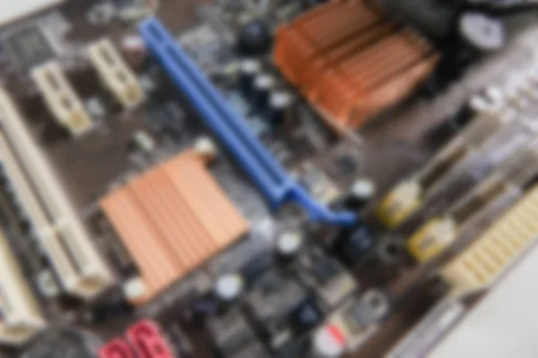 Θολή Pcb Closeup των ηλεκτρονικών κυκλωμάτων με Cpu επεξεργαστή. — Φωτογραφία Αρχείου