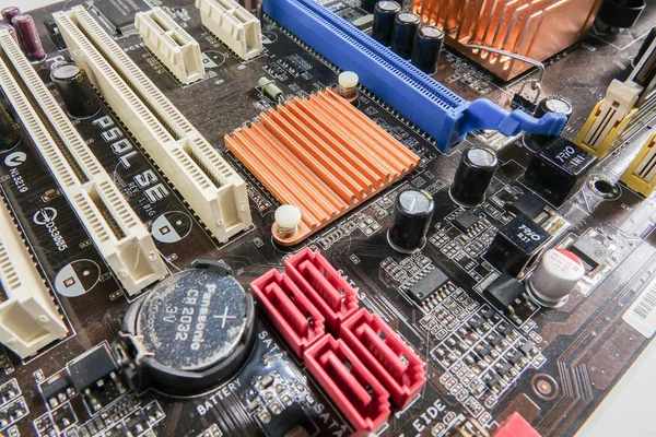 Kuala Lumpur, 15 August 2017: PCB Closeup of electronic circuit board with CPU processor. — Stock Photo, Image