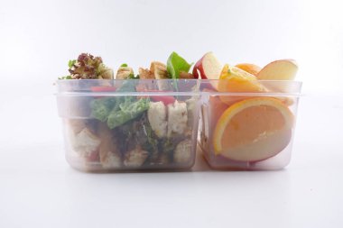 Sandviç ve meyve okul sağlığı için sağlıklı beslenme çantası.