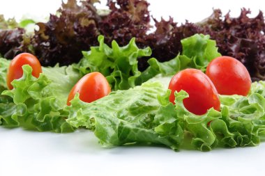 marul bir yığın closeup karışımı salata beyaz zemin üzerine