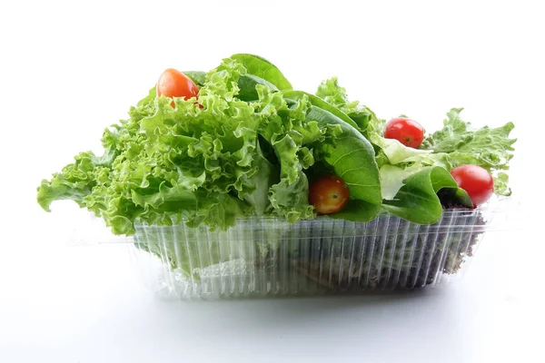 Closeup Pile Lettuce Mix Salad White Background — Zdjęcie stockowe