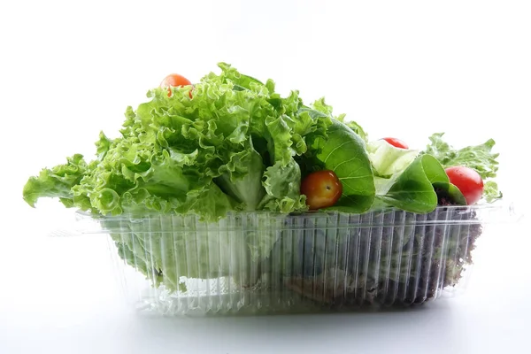 Closeup Pile Lettuce Mix Salad White Background — Zdjęcie stockowe