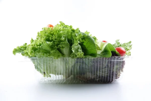 Closeup Pile Lettuce Mix Salad White Background — Zdjęcie stockowe