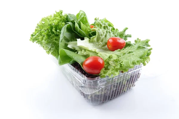 Closeup Pile Lettuce Mix Salad White Background — Zdjęcie stockowe