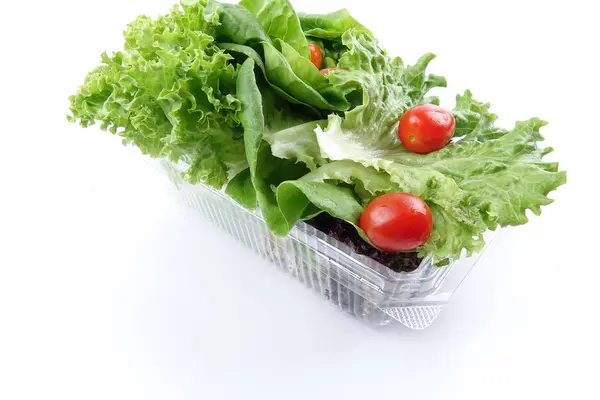 Closeup Pile Lettuce Mix Salad White Background — Zdjęcie stockowe