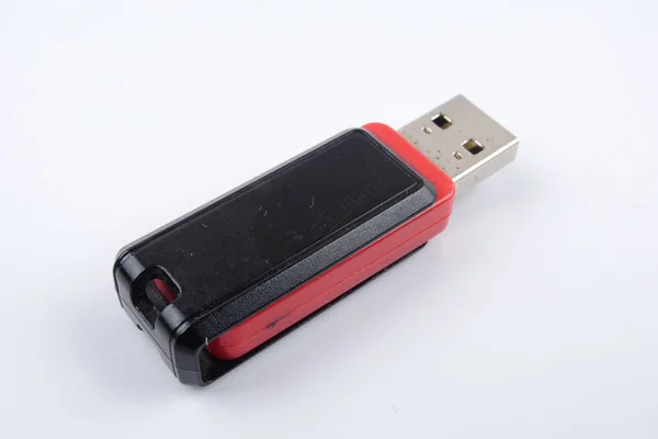 Black Red Flash Drive Isolated White Background — Stock Photo, Image