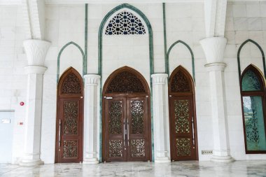 Kuala Lumpur, 12 Ocak 2018. Caminin tasarım ağır Sultanahmet Istanbul, Türkiye'de etkilediği Osmanlı ve Malay mimari stillerinin bir karışımı olduğu Federal Camii, Kuala Lumpur, Malaysia.The dış
