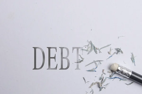 Borrador Lápiz Con Borrador Borrar Texto Debt —  Fotos de Stock