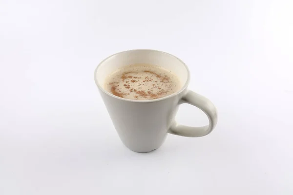 Caffè Cappuccino Latte Macchiato Tazza Con Latte Schiumato Isolato Bianco — Foto Stock
