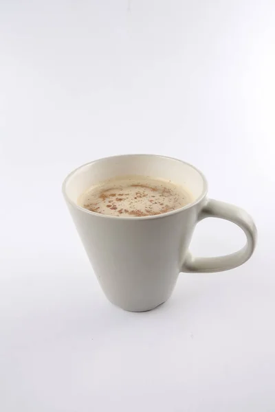 Капучино Латте Кофе Чашке Пенным Молоком Изолированы Белом — стоковое фото