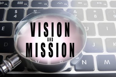 Cam ve sikkeler üzerinde klavye ile vizyon ve misyon metin büyütmek