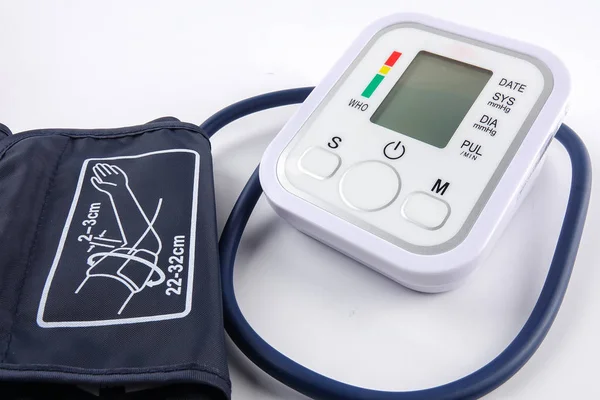 A digital blood pressure equipment isolated on white.