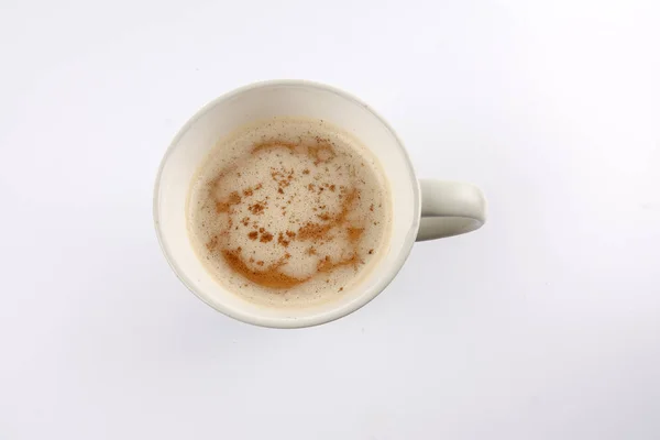 Капучино Або Лате Кава Чашці Замороженим Молоком Ізольовані Білому — стокове фото