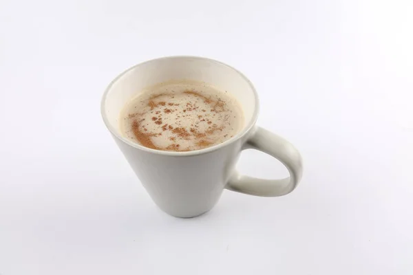 Caffè Cappuccino Latte Macchiato Tazza Con Latte Schiumato Isolato Bianco — Foto Stock