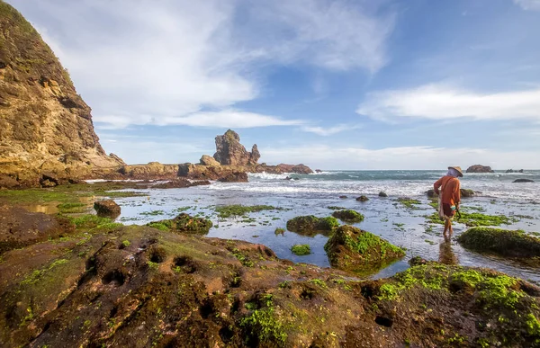 Amazing View Yogyakarta Seascape Natural Coastal Rock Foreground — Stock Photo, Image