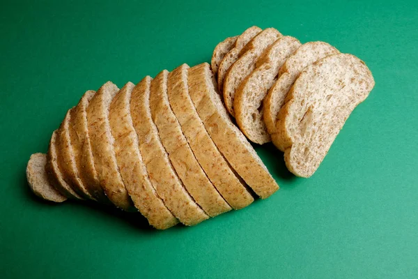 Loaf Wholegrain Bread Green Background — Stock Photo, Image