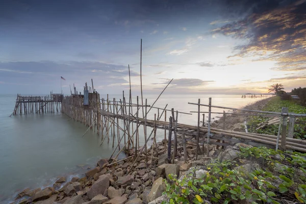A fishermen jetty with sunset in Malaysia