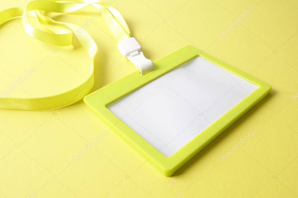 Empty ID card isolated on yellow background.