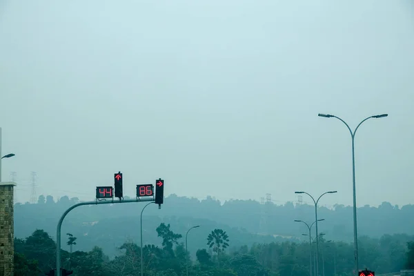 Görüş Mesafesi Düşük Kırsal Görüş Kuala Lumpur Malezya Tehlikeli Sis — Stok fotoğraf