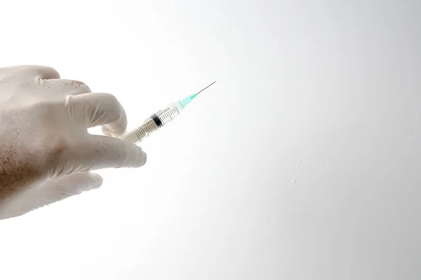 Conceito Médico Com Seringa Para Vacinação Isolada Branco — Fotografia de Stock