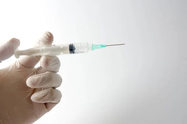 Medisch Concept Met Injectiespuit Voor Vaccinatie Geïsoleerd Wit — Stockfoto