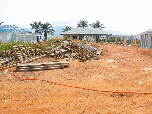 Vista Canteiro Obras Não Organizado Durante Desenvolvimento Habitação — Fotografia de Stock