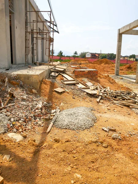 View Unorganised Construction Site Housing Development — Stock Photo, Image