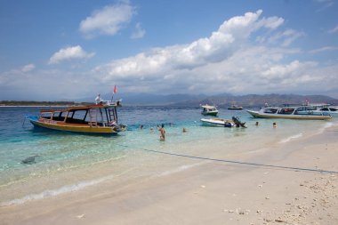 Muhteşem tropikal plajın manzarası. Doğa bileşimi ve canlı renkler.