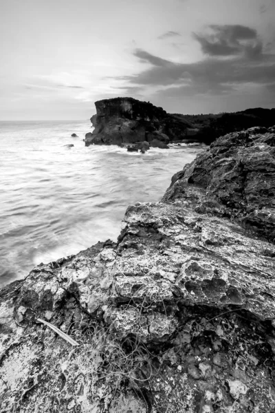 Scenic Uitzicht Een Prachtig Tropisch Strand Natuur Samenstelling Levendige Kleuren — Stockfoto