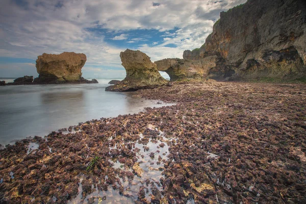 Malerischen Blick Auf Erstaunliche Tropische Strand Zusammensetzung Der Natur Und — Stockfoto