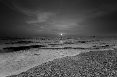 Muhteşem tropikal plajın manzarası. Doğa bileşimi ve canlı renkler.