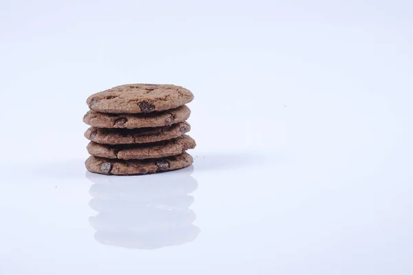 Biscuits Chocolat Isolés Sur Blanc — Photo