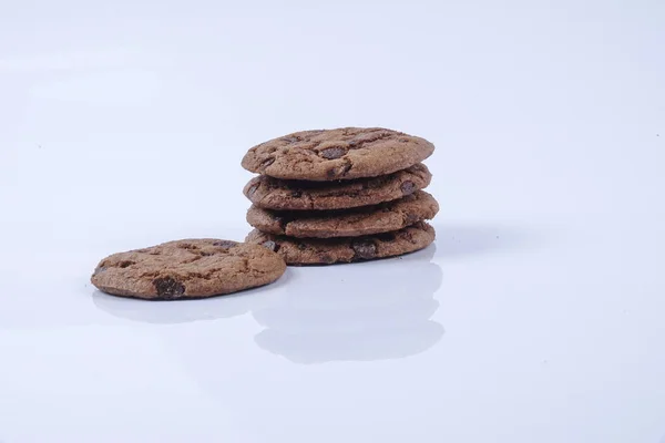 Biscotti Cioccolato Isolati Bianco — Foto Stock