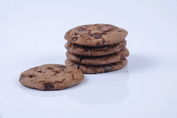 Biscuits Chocolat Isolés Sur Blanc — Photo