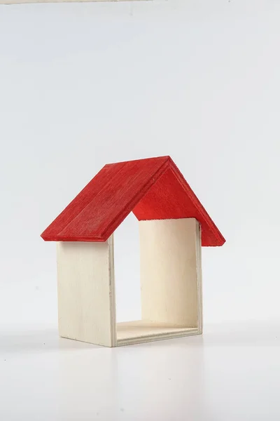 Housing Property Concept Small Red House Isolated White — Stock Photo, Image