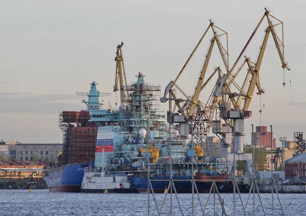 Bright and full of technology marine plant in the evening