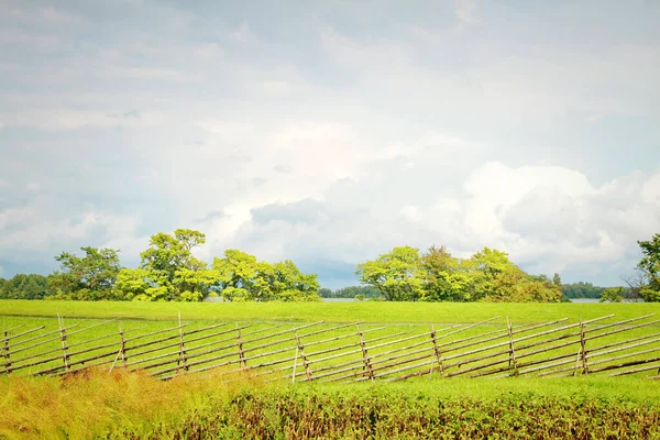 Çok güzel yeşil açıklık ve bulutlu gökyüzü son yağmurdan sonra